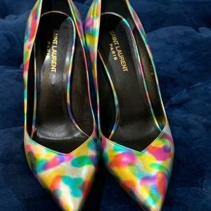 Saint Laurent Ysl Multicolor Metallic Heels - Women | Color: Gold | Size: 39.5